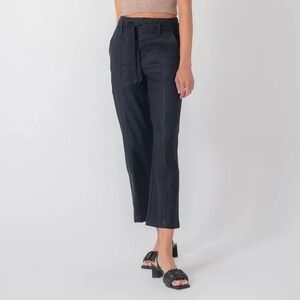 Anthropologie Level 99 Women 27 Bette Seamed Trouser Linen Lyocell Blend Black